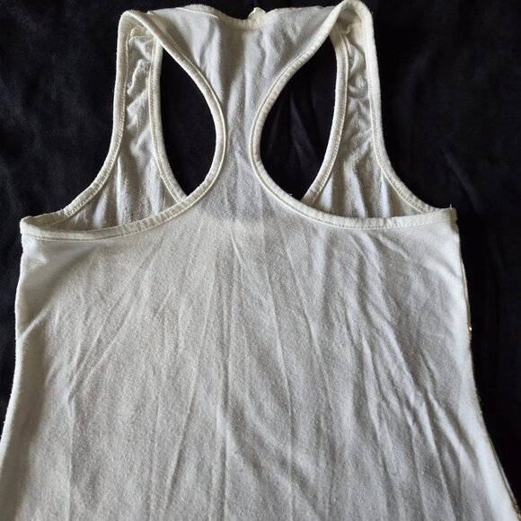 Women's Size Medium Cream  W/Gold Sequin Racer Back Tank - Picture 6 of 7